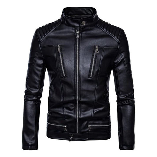 Men’s Slim-Fit Genuine Black Leather Jacket