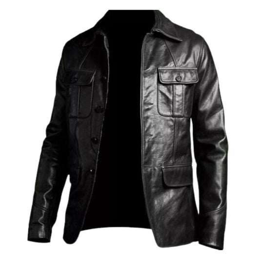 Men's Genuine Leather Blazer Coat