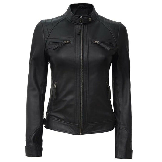 Women's Soft Lambskin Leather Biker-Style Jacket