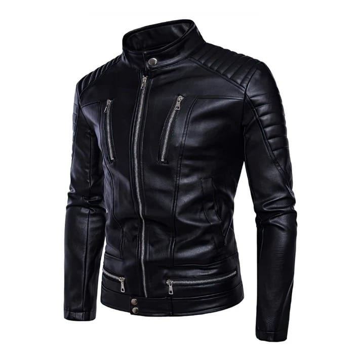Men’s Slim-Fit Genuine Black Leather Jacket